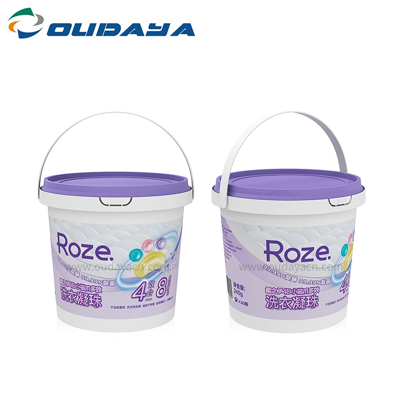 1L Hard Plastic Detergent Packaging Container Washing Chemical Bucket with Lid and Handle